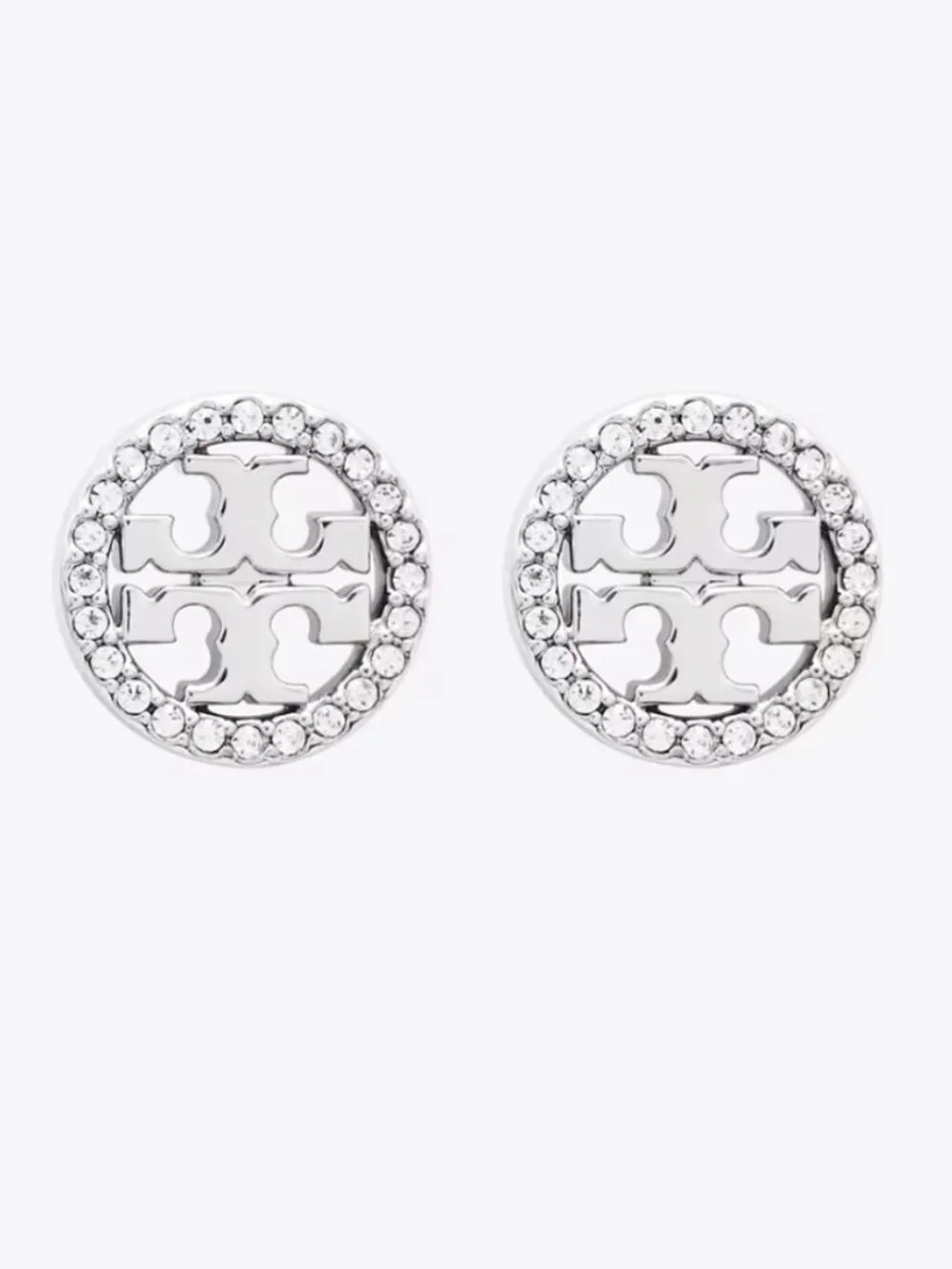 Tory Burch ICON PAVÉ STUD EARRINGS silver